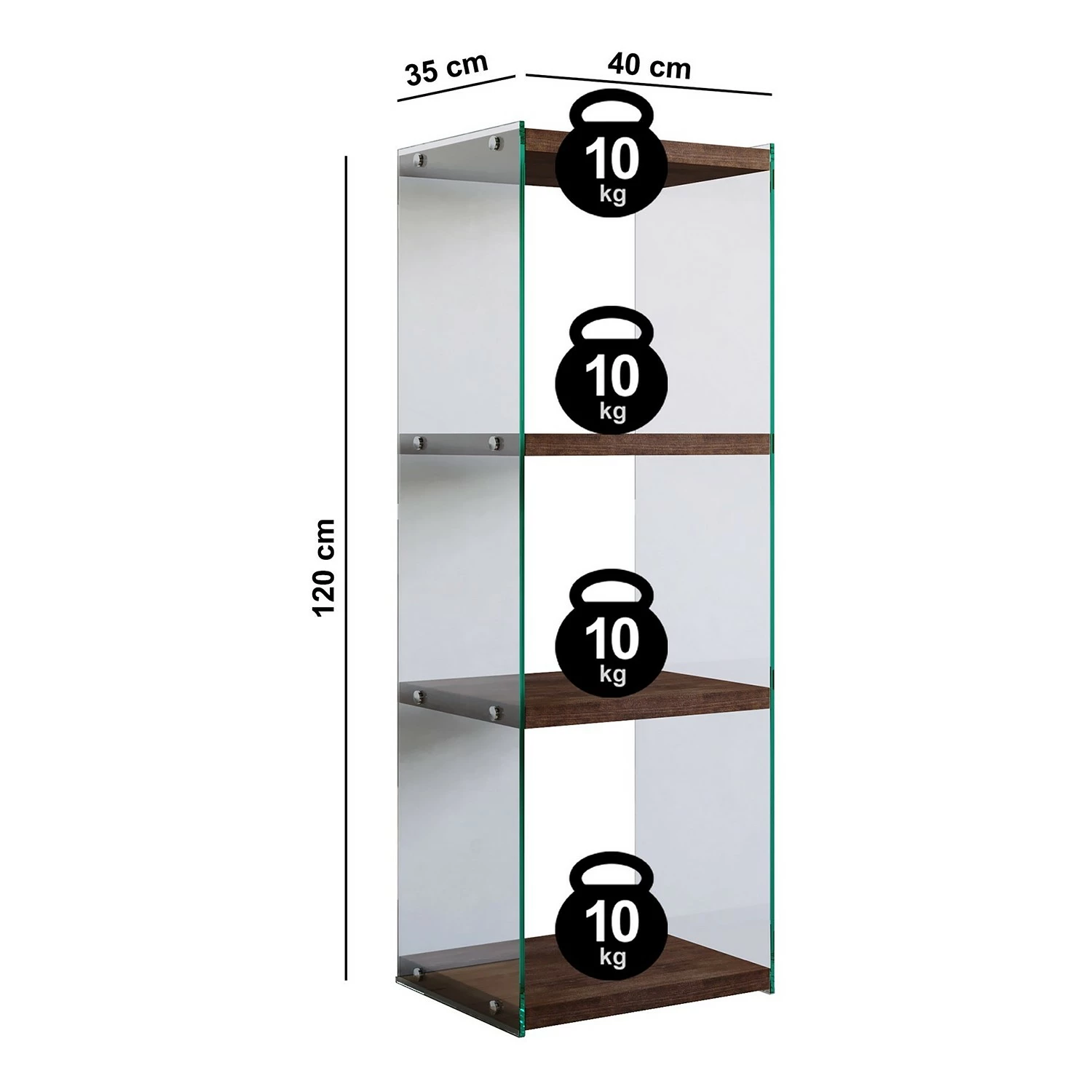 Loftscape Regal Rodgau - Glas / Kiefer massiv - Kiefer Kolonial - Höhe: 120 cm 7 Loftscape Regal Rodgau - Glas / Kiefer massiv - Kiefer Kolonial - Höhe: 120 cm – Bild 5