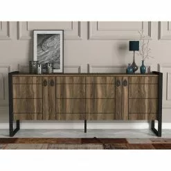 Red Living Sideboard Lando - Metall - Walnuss Dekor / Schwarz -Büromöbel Verkaufsgeschäft 1000333722 220302 021 MOOD DETAILS P000000001000333722 mood