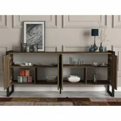 Red Living Sideboard Lando - Metall - Walnuss Dekor / Schwarz -Büromöbel Verkaufsgeschäft 1000333722 220302 022 MOOD DETAILS P000000001000333722 mood