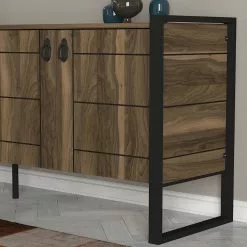 Red Living Sideboard Lando - Metall - Walnuss Dekor / Schwarz -Büromöbel Verkaufsgeschäft 1000333722 220302 030 DETAILS P000000001000333722