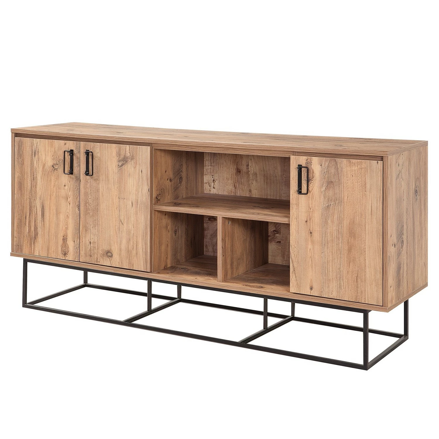Red Living Sideboard Yopal II - Metall - Kiefer Dekor / Schwarz 3 Red Living Sideboard Yopal II - Metall - Kiefer Dekor / Schwarz
