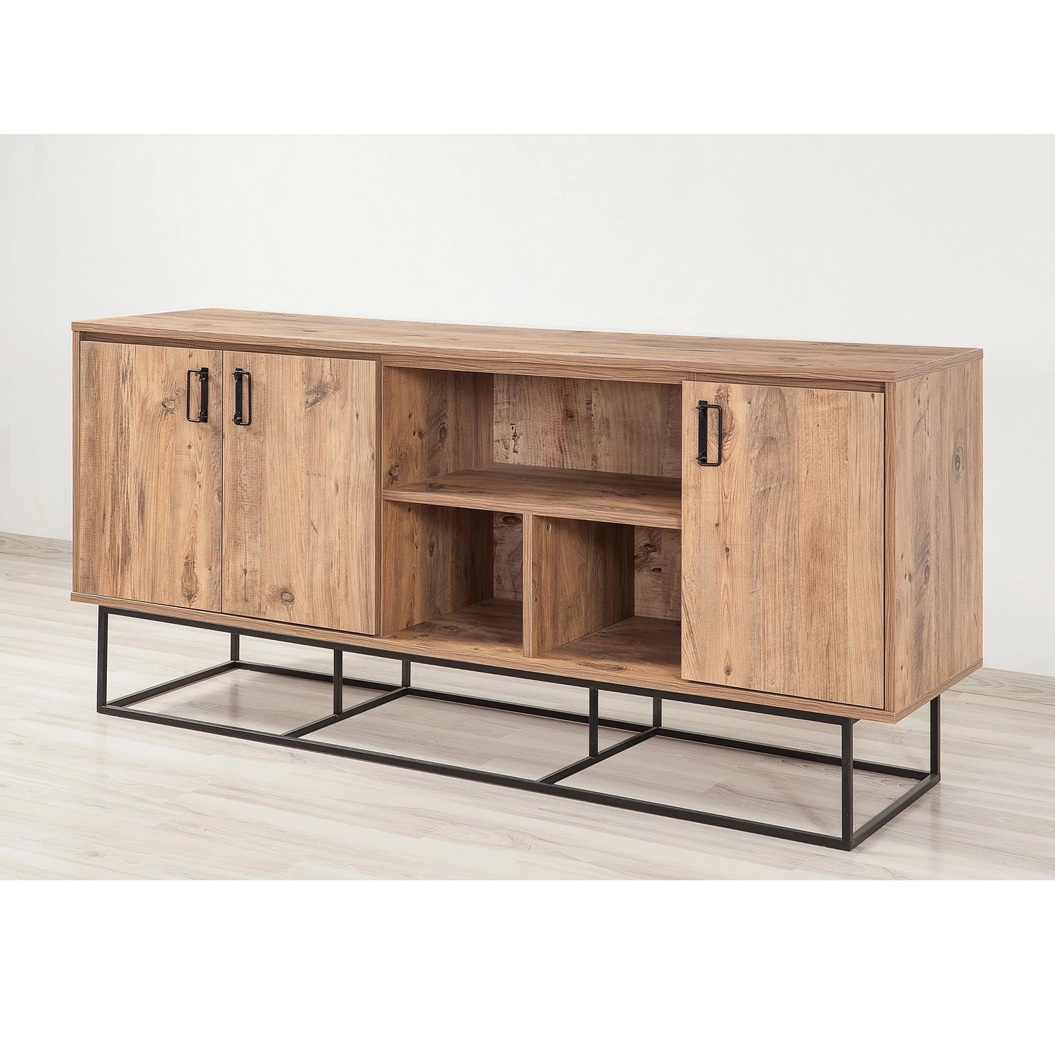 Red Living Sideboard Yopal II - Metall - Kiefer Dekor / Schwarz 5 Red Living Sideboard Yopal II - Metall - Kiefer Dekor / Schwarz – Bild 3
