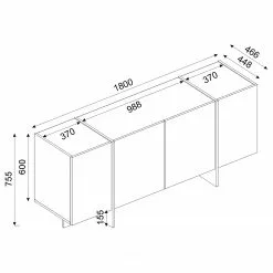 Loftscape Sideboard Vidal - Marmor Schwarz Dekor / Gold -Büromöbel Verkaufsgeschäft 1000333728 220302 500 SKETCH DETAILS P000000001000333728 sketch