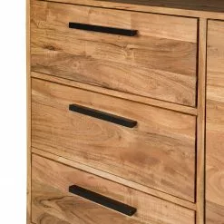 Ars manufacti Sideboard Woodson II - Akazie massiv / Metall - Akazie Hellbraun -Büromöbel Verkaufsgeschäft 1000339802 220311 058 DETAILS P000000001000339802