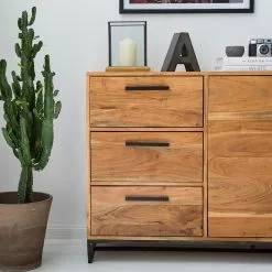 Ars manufacti Sideboard Woodson II - Akazie massiv / Metall - Akazie Hellbraun -Büromöbel Verkaufsgeschäft 1000339802 220311 072 DETAILS P000000001000339802