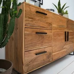 Ars manufacti Sideboard Woodson II - Akazie massiv / Metall - Akazie Hellbraun -Büromöbel Verkaufsgeschäft 1000339802 220311 075 DETAILS P000000001000339802