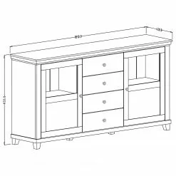 Ridgevalley Sideboard Emmanuela I - Kiefer Weiß Dekor 12 Ridgevalley Sideboard Emmanuela I - Kiefer Weiß Dekor -Büromöbel Verkaufsgeschäft 1000339993 220317 500 SKETCH DETAILS P000000001000339993 sketch