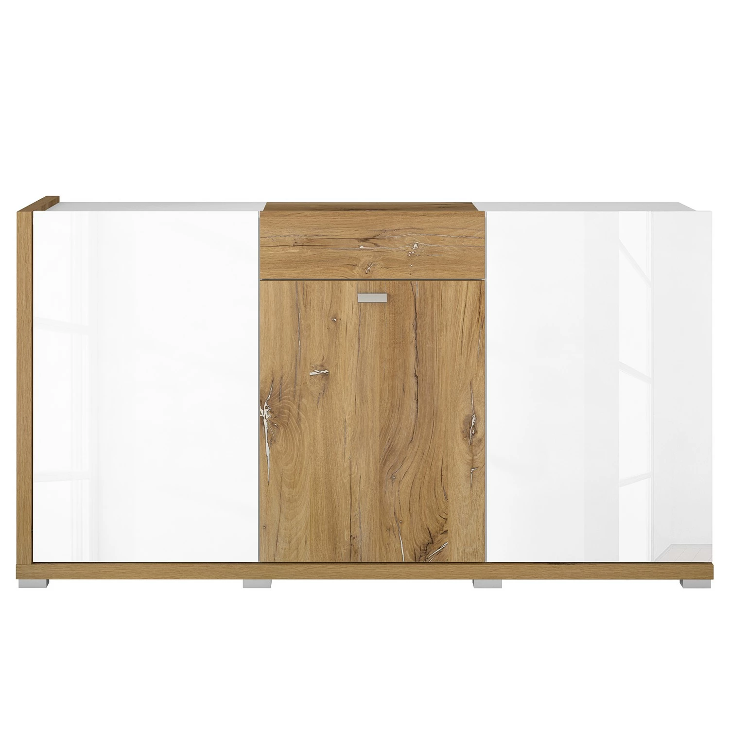 Loftscape Sideboard Lahntal - Hochglanz Weiß / Risseiche Dekor 6 Loftscape Sideboard Lahntal - Hochglanz Weiß / Risseiche Dekor – Bild 4