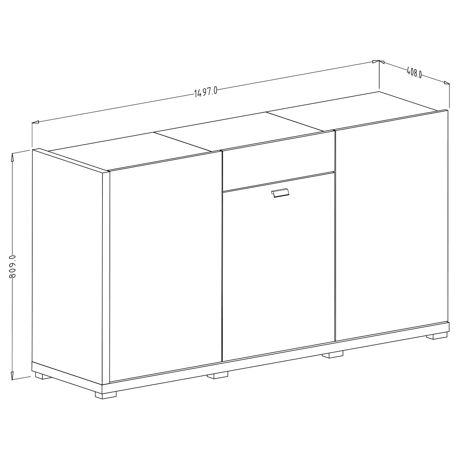 Loftscape Sideboard Lahntal - Hochglanz Weiß / Risseiche Dekor 7 Loftscape Sideboard Lahntal - Hochglanz Weiß / Risseiche Dekor – Bild 5