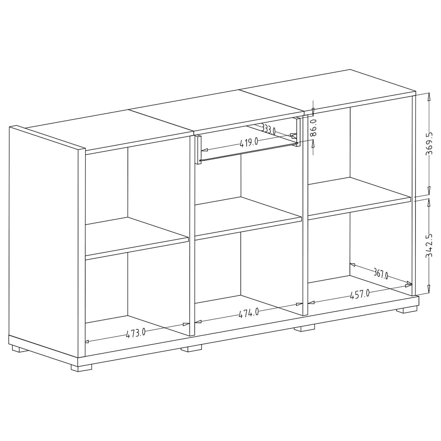 Loftscape Sideboard Lahntal - Hochglanz Weiß / Risseiche Dekor 8 Loftscape Sideboard Lahntal - Hochglanz Weiß / Risseiche Dekor – Bild 6