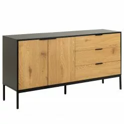 Red Living Sideboard Coogee III - Eiche Dekor / Schwarz