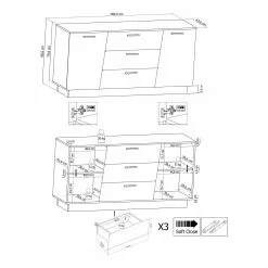 Fredriks Sideboard Reedley - Hochglanz Schwarz -Büromöbel Verkaufsgeschäft 1000340455 220322 500 SKETCH DETAILS P000000001000340455 sketch