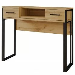 Red Living Schreibtisch Sonny - (Ausziehbar) Wotaneiche Dekor / Schwarz