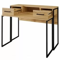 Red Living Schreibtisch Sonny - (Ausziehbar) Wotaneiche Dekor / Schwarz -Büromöbel Verkaufsgeschäft 1000341081 220322 040 DETAILS P000000001000341081