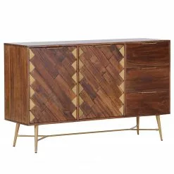 Red Living Sideboard Nook - Mango massiv / Metall - Mango / Gold