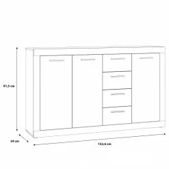 Loftscape Sideboard Ballito I - Walnuss Dekor -Büromöbel Verkaufsgeschäft 1000342466 220404 500 SKETCH DETAILS P000000001000342466 sketch