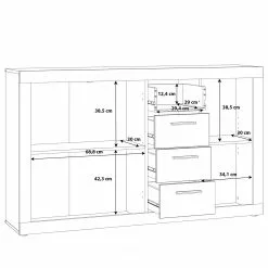 Loftscape Sideboard Ballito I - Walnuss Dekor -Büromöbel Verkaufsgeschäft 1000342466 220404 501 SKETCH DETAILS P000000001000342466 sketch
