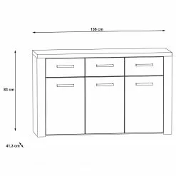 Loftscape Sideboard Parksville - Eiche Sonoma Dekor -Büromöbel Verkaufsgeschäft 1000342467 220404 500 SKETCH DETAILS P000000001000342467 sketch