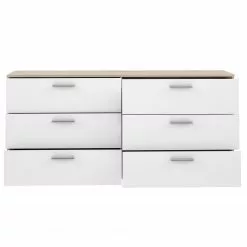 Loftscape Sideboard Perryton - Weiß / Eiche Sonoma Dekor -Büromöbel Verkaufsgeschäft 1000342469 220404 032 DETAILS P000000001000342469