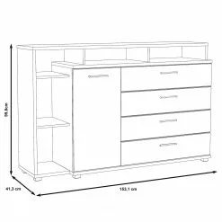 Loftscape Sideboard Piemont III - Weiß / Sandeiche Dekor -Büromöbel Verkaufsgeschäft 1000342478 220404 500 SKETCH DETAILS P000000001000342478 sketch