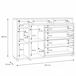 Loftscape Sideboard Piemont III - Weiß / Sandeiche Dekor -Büromöbel Verkaufsgeschäft 1000342478 220404 501 SKETCH DETAILS P000000001000342478 sketch