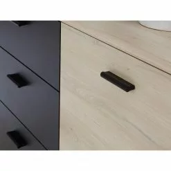 Loftscape Sideboard Piemont I - Schwarz / Eiche Bianco Dekor -Büromöbel Verkaufsgeschäft 1000342479 220404 033 DETAILS P000000001000342479