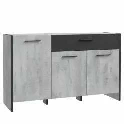 Loftscape Sideboard Sahil - Eiche Sorrento Grau Dekor / Schwarz