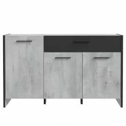 Loftscape Sideboard Sahil - Eiche Sorrento Grau Dekor / Schwarz -Büromöbel Verkaufsgeschäft 1000342503 220331 030 DETAILS P000000001000342503