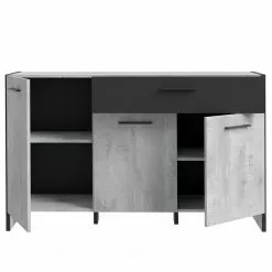 Loftscape Sideboard Sahil - Eiche Sorrento Grau Dekor / Schwarz -Büromöbel Verkaufsgeschäft 1000342503 220331 035 DETAILS P000000001000342503