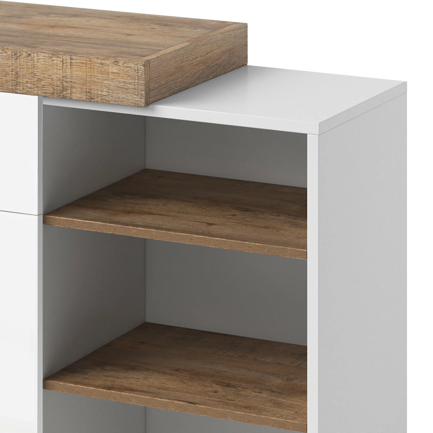 Loftscape Sideboard Shipley I - Hochglanz Weiß / Eiche Dekor 7 Loftscape Sideboard Shipley I - Hochglanz Weiß / Eiche Dekor – Bild 5