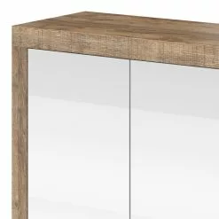 Loftscape Sideboard Shipley II - Hochglanz Weiß / Eiche Dekor - Breite: 180 cm -Büromöbel Verkaufsgeschäft 1000342828 220412 040 DETAILS P000000001000342828