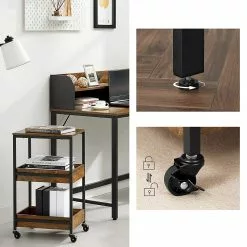 Red Living Schreibtisch-Set Rob (2-teilig) - Eiche Rustikal Dekor / Schwarz -Büromöbel Verkaufsgeschäft 1000342991 220407 060 DETAILS P000000001000342991