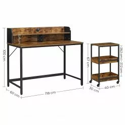 Red Living Schreibtisch-Set Rob (2-teilig) - Eiche Rustikal Dekor / Schwarz -Büromöbel Verkaufsgeschäft 1000342991 220407 500 SKETCH DETAILS P000000001000342991 sketch