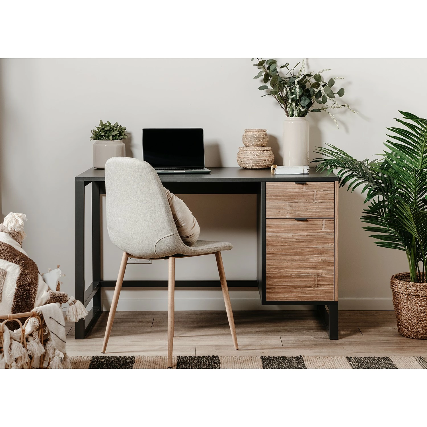 Loftscape Schreibtisch Mid West - Anthrazit / Bambus Dekor 4 Loftscape Schreibtisch Mid West - Anthrazit / Bambus Dekor – Bild 2