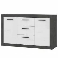 Loftscape Sideboard Vetras - Hochglanz Weiß / Beton Dekor