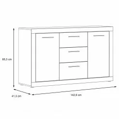 Loftscape Sideboard Vetras - Hochglanz Weiß / Beton Dekor -Büromöbel Verkaufsgeschäft 1000344673 220414 500 SKETCH DETAILS P000000001000344673 sketch