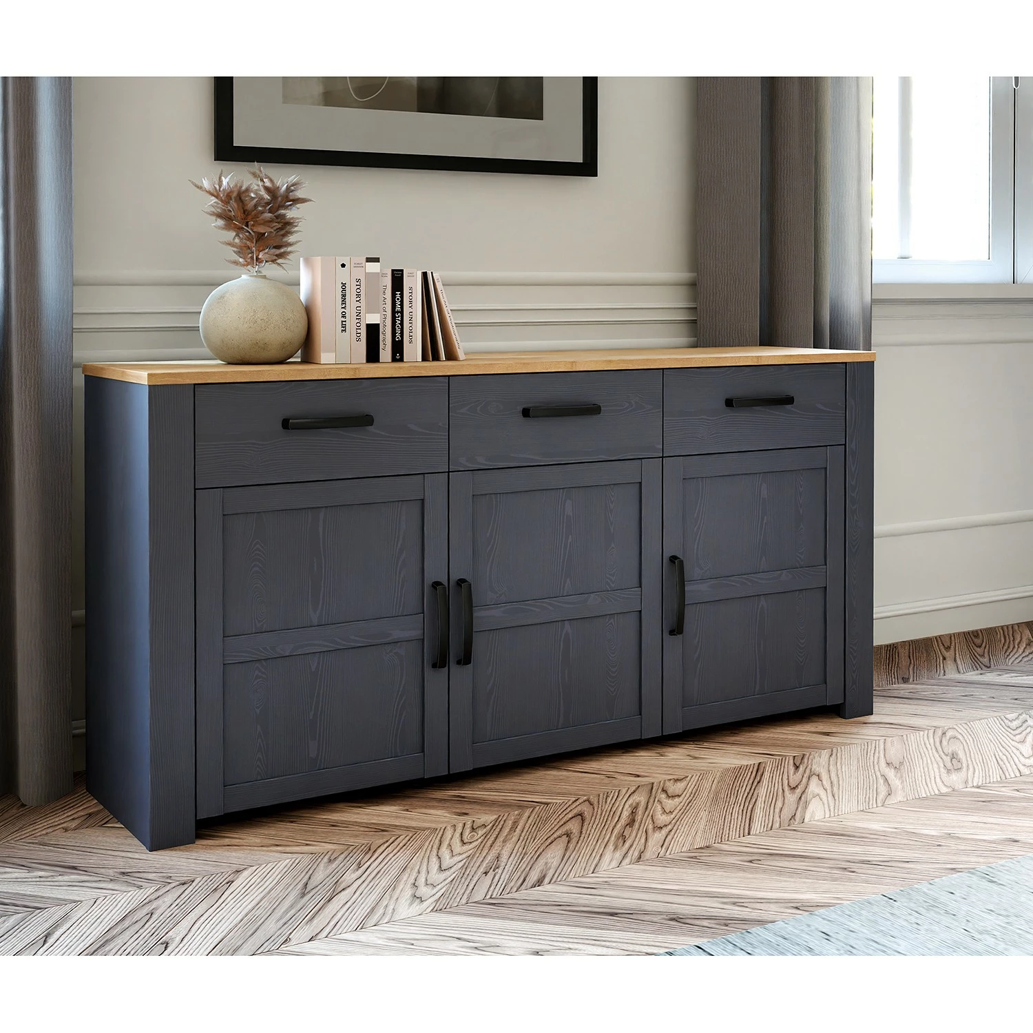 Ridgevalley Sideboard Vassia I - Eiche Navy Dekor / Eiche Riviera Dekor 4 Ridgevalley Sideboard Vassia I - Eiche Navy Dekor / Eiche Riviera Dekor – Bild 2