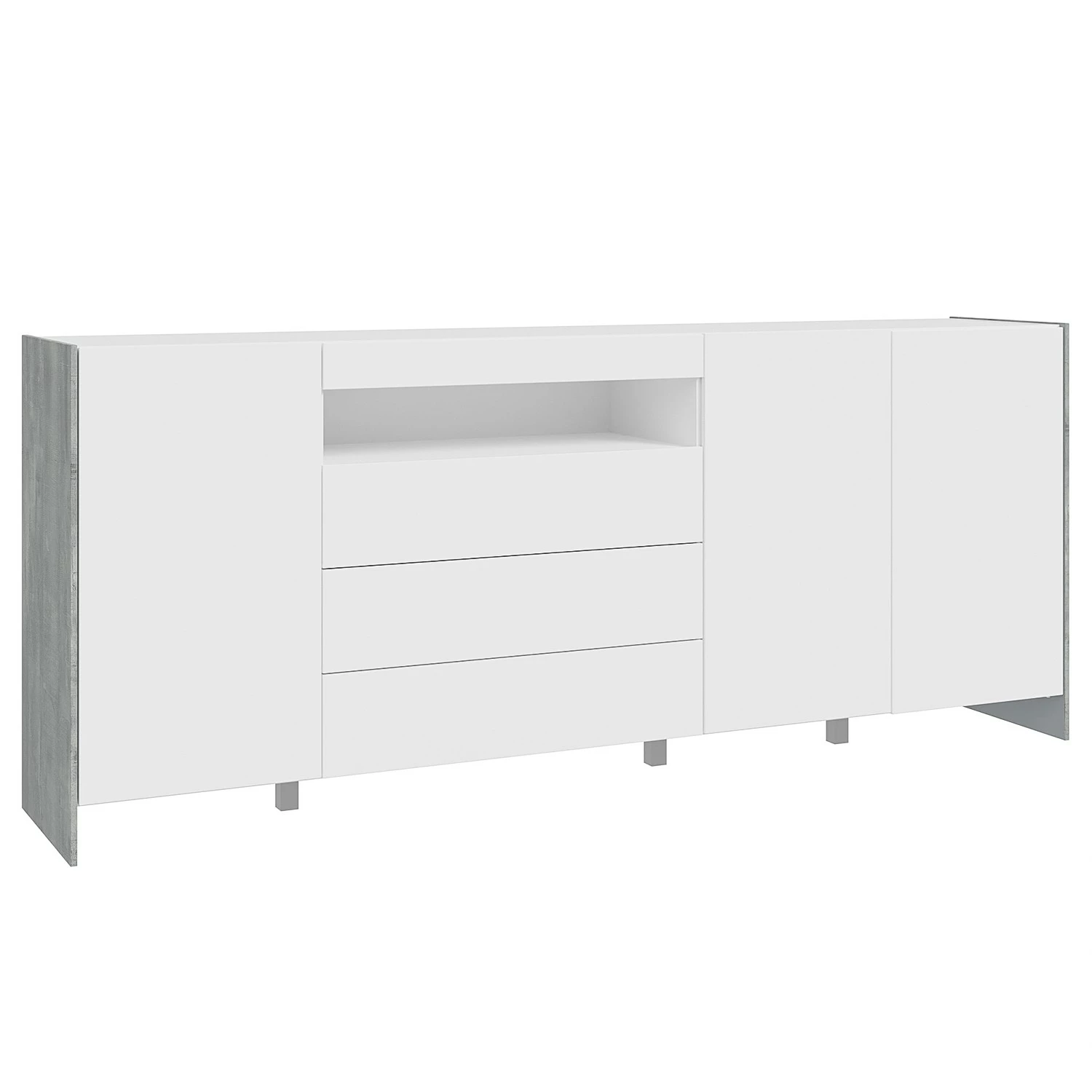 Loftscape Sideboard Urban II - Inkl. Beleuchtung - Weiß / Eiche Grau Dekor 3 Loftscape Sideboard Urban II - Inkl. Beleuchtung - Weiß / Eiche Grau Dekor