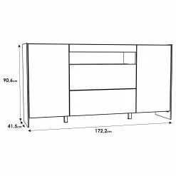 Loftscape Sideboard Urban I - Inkl. Beleuchtung - Weiß / Eiche Grau Dekor -Büromöbel Verkaufsgeschäft 1000344691 220414 500 SKETCH DETAILS P000000001000344691 sketch