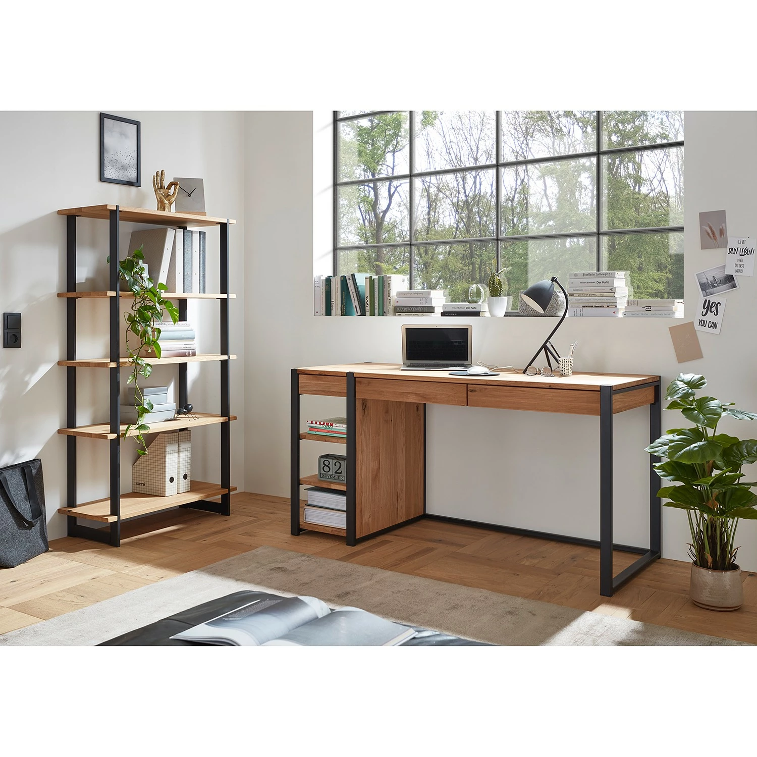 Ars manufacti Schreibtisch Robby - Eiche massiv / Metall - Eiche / Schwarz 4 Ars manufacti Schreibtisch Robby - Eiche massiv / Metall - Eiche / Schwarz – Bild 2