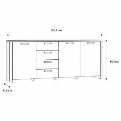 Loftscape Sideboard Ravenswood II - Altholz Dekor / Anthrazit -Büromöbel Verkaufsgeschäft 1000348107 220603 500 SKETCH DETAILS P000000001000348107 sketch