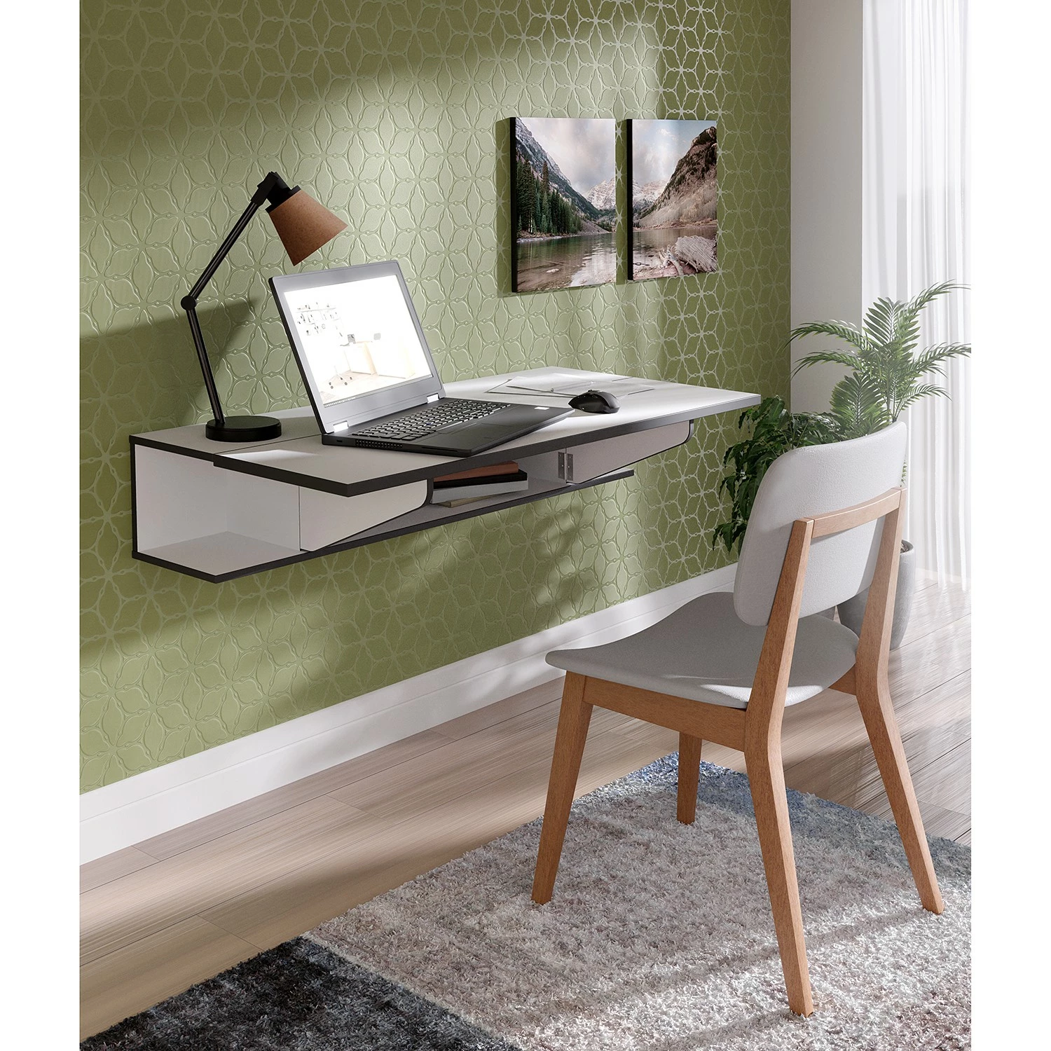 Fredriks Wandschreibtisch Warner - Weiß / Anthrazit 4 Fredriks Wandschreibtisch Warner - Weiß / Anthrazit – Bild 2