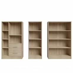 Fredriks Regalwand Wardell (3-teilig) - Eiche Sonoma Dekor -Büromöbel Verkaufsgeschäft 1000348162 220505 032 DETAILS P000000001000348162