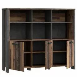 Fredriks Büroregal Clifford - Altholz Dekor / Dunkelgrau 14 Fredriks Büroregal Clifford - Altholz Dekor / Dunkelgrau -Büromöbel Verkaufsgeschäft 1000348167 220505 032 DETAILS P000000001000348167