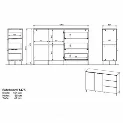 Germania Sideboard California I - Graphit -Büromöbel Verkaufsgeschäft 1000352104 220512 500 SKETCH DETAILS P000000001000352104 sketch