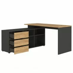 Germania Eckschreibtisch GW-Lissabon - Eiche Navarra Dekor / Graphit -Büromöbel Verkaufsgeschäft 1000353362 220520 030 DETAILS P000000001000353362