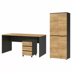 Germania Büroset GW-Lissabon III (3-teilig) - Eiche Navarra Dekor / Graphit