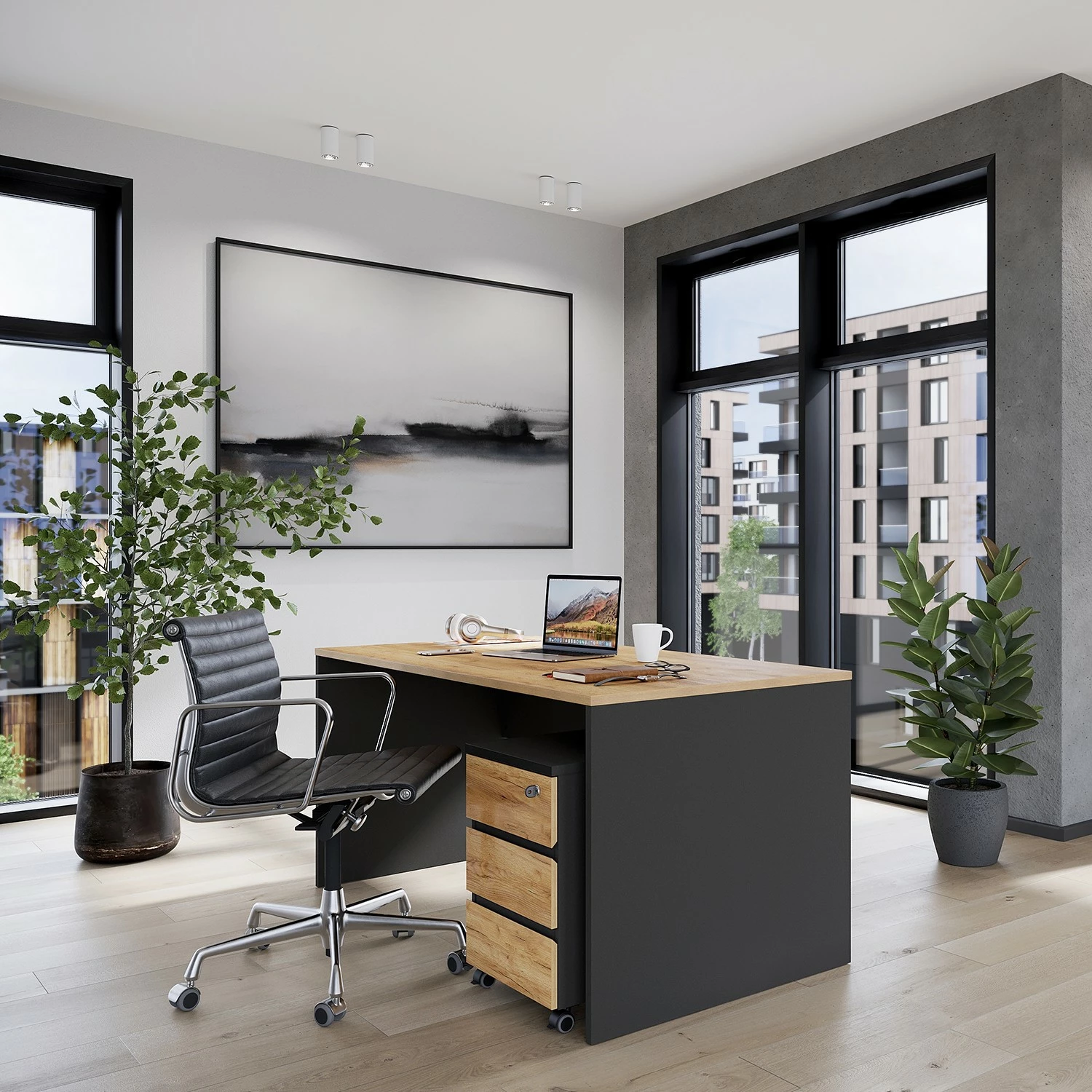 Germania Büroset GW-Lissabon I (2-teilig) - Eiche Navarra Dekor / Graphit 4 Germania Büroset GW-Lissabon I (2-teilig) - Eiche Navarra Dekor / Graphit – Bild 2