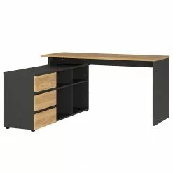 Germania Büroset GW-Lissabon IV (2-teilig) - Eiche Navarra Dekor / Graphit -Büromöbel Verkaufsgeschäft 1000353376 220520 030 DETAILS P000000001000353376