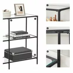 Red Living Regal Poygan I - Glas / Metall - Schwarz -Büromöbel Verkaufsgeschäft 1000353410 220601 030 DETAILS P000000001000353410